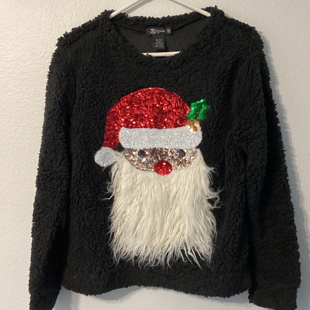 Sequin Santa Black Ugly Sweater M